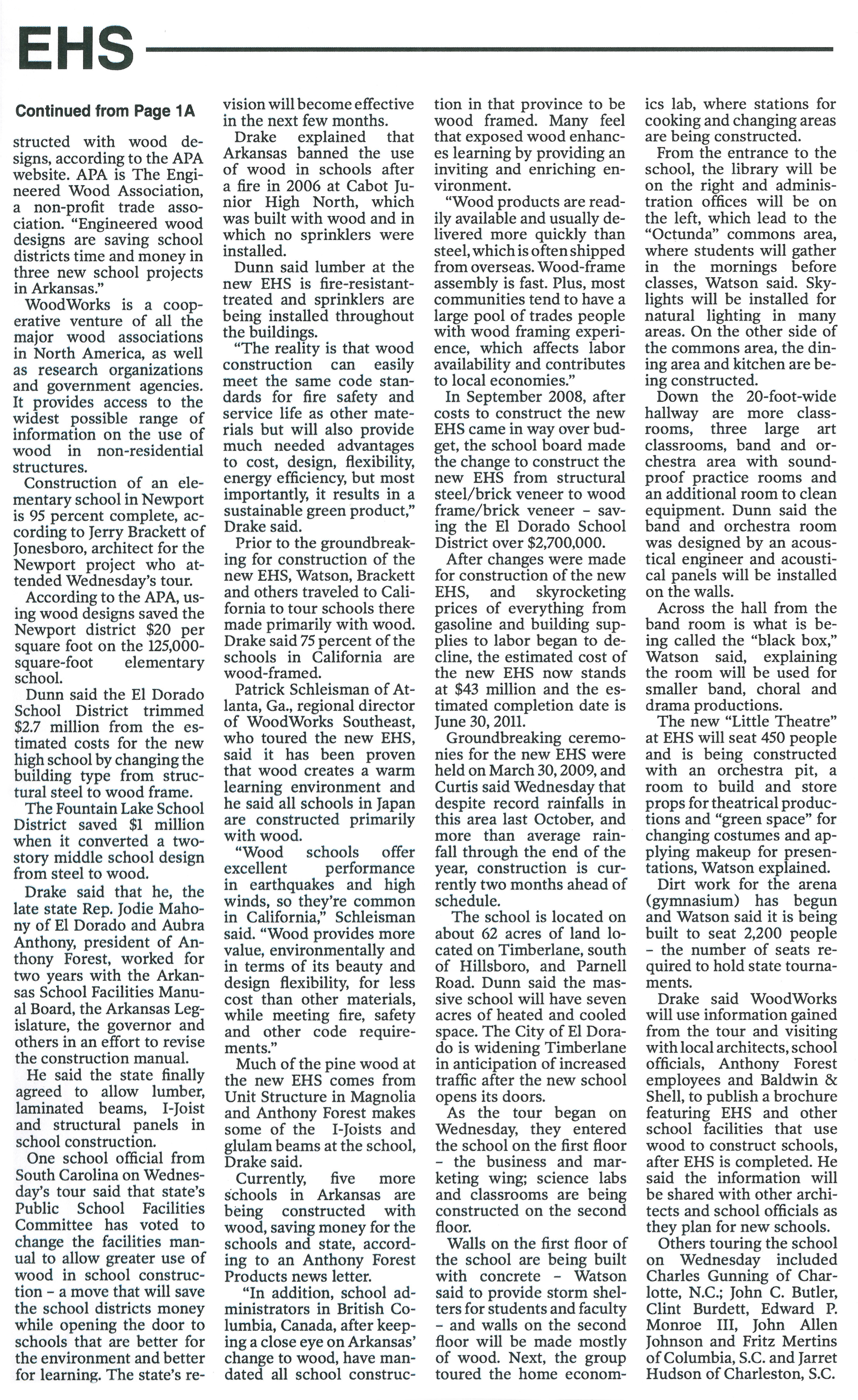 El Dorado High School Article